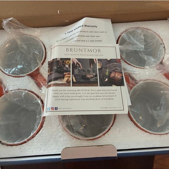 Bruntmor Stacking Mugs – Set of 6 Orange Coffee Cups - Picture 2 of 5